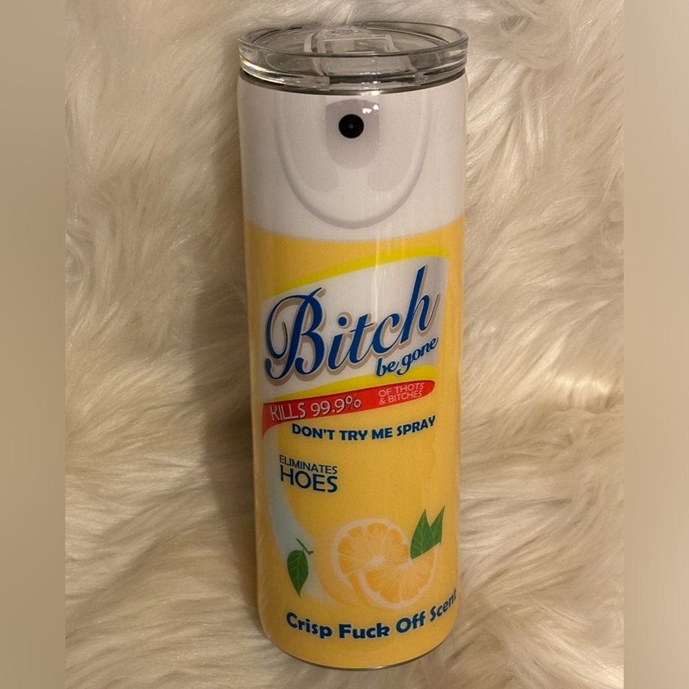 B*tch Off Spray Hot/Cold Stainless Steel 20 oz Tumbler-Yellow